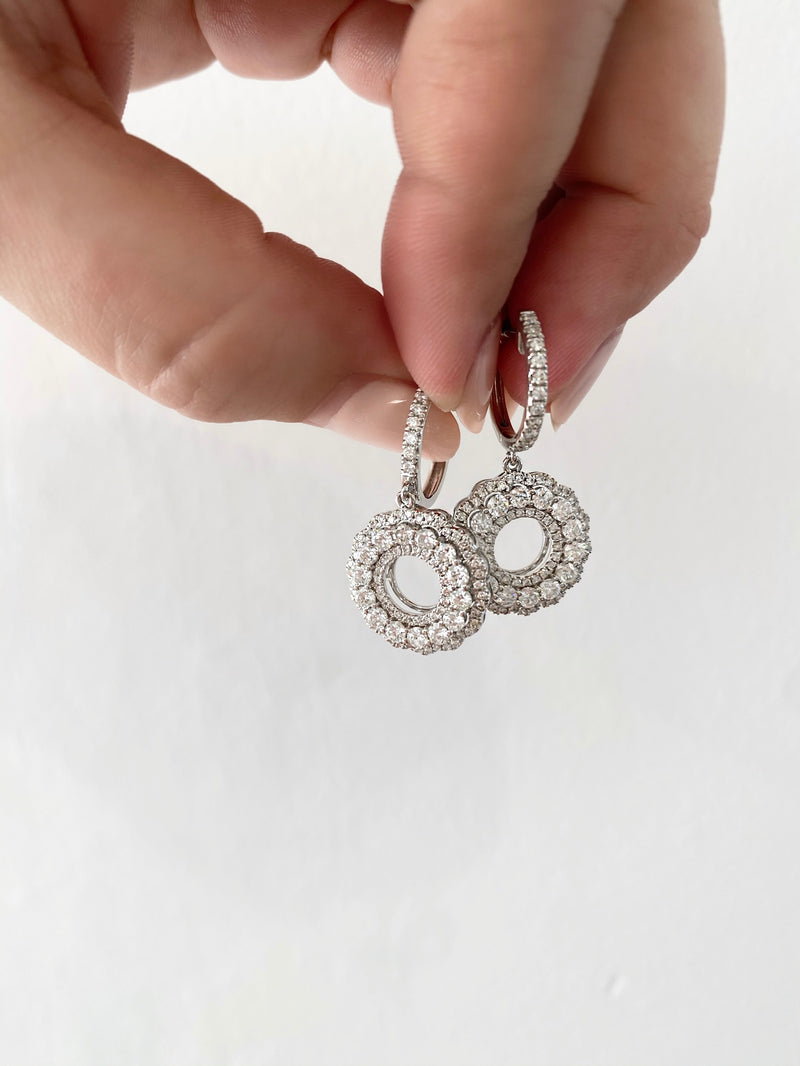 DIAMOND HUGGIES WITH FLORAL DROPS
