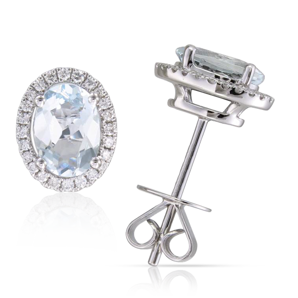 AQUAMARINE OVAL STUDS