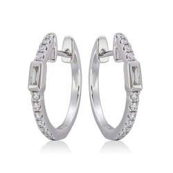 DIAMOND HUGGIES WITH BEZEL BAGUETTE