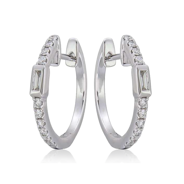 DIAMOND HUGGIES WITH BEZEL BAGUETTE