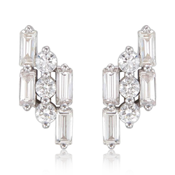 COLUMN BAGUETTE AND DIAMOND STUDS
