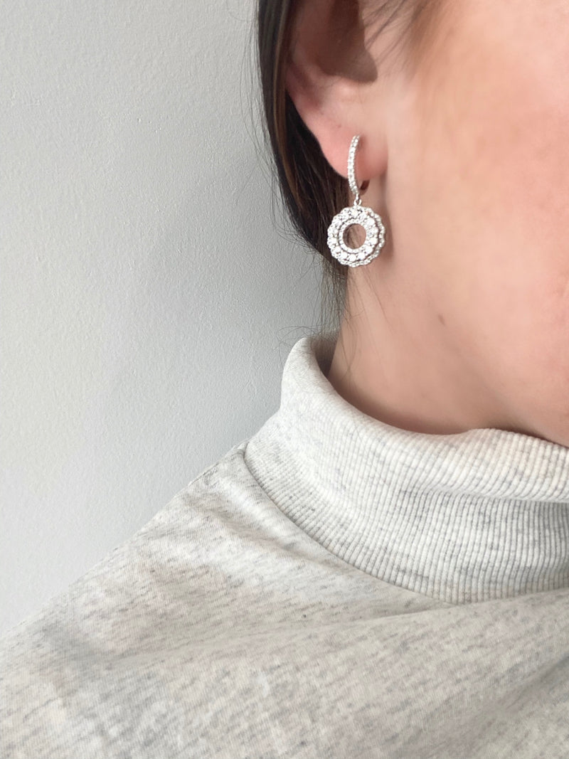 DIAMOND HUGGIES WITH FLORAL DROPS