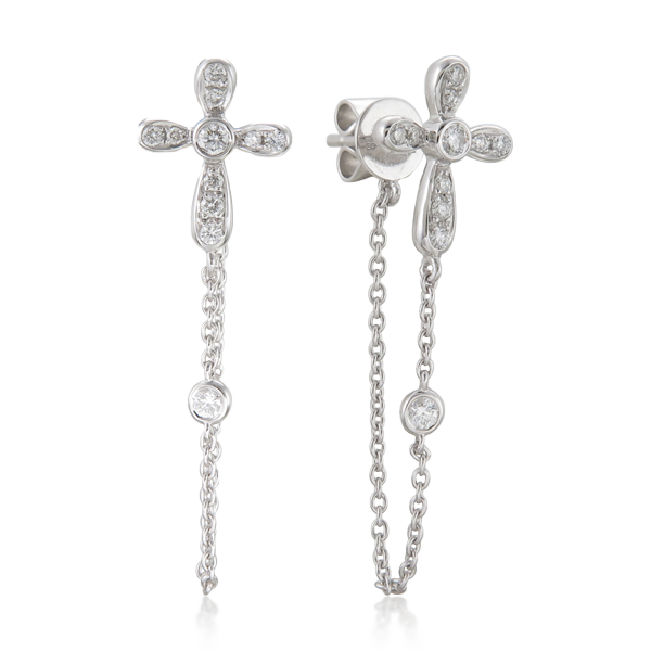 Diamond cross deals drop earrings