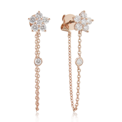 DIAMOND FLORAL LOOP EARRINGS