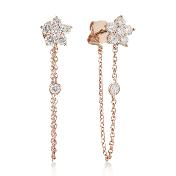 DIAMOND FLORAL LOOP EARRINGS