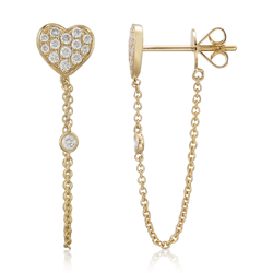 DIAMOND HEART LOOP EARRINGS