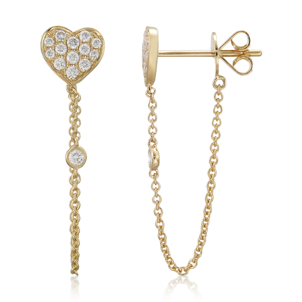 DIAMOND HEART LOOP EARRINGS