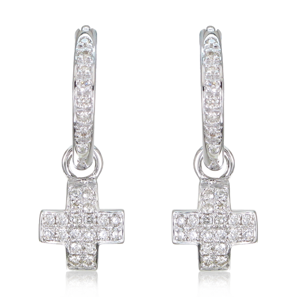 DIAMOND HUGGIES WITH CROSS CHARM – Gemeaux - Main Image