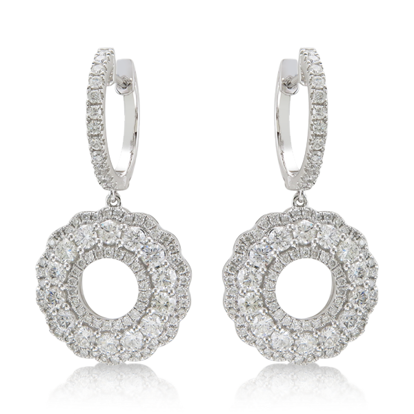 DIAMOND HUGGIES WITH FLORAL DROPS