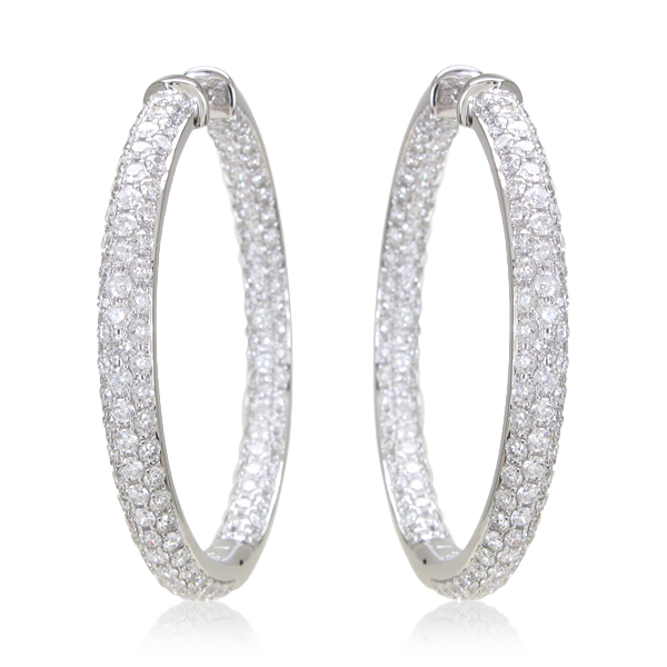 3 ROW FINE DIAMOND HOOPS