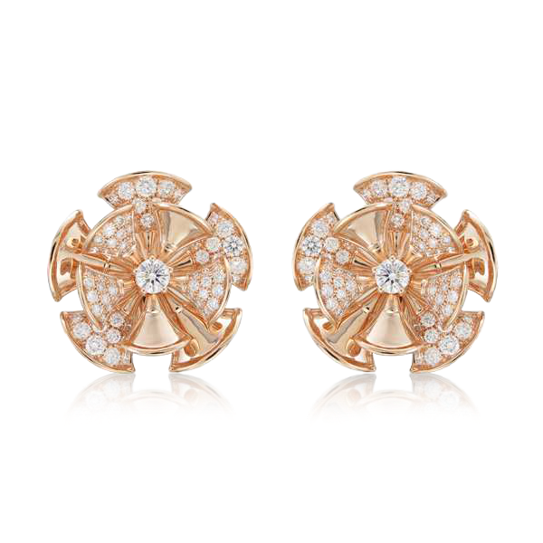 GOLD AND DIAMOND WATERLILY STUDS
