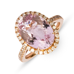 KUNZITE AND DIAMOND RING