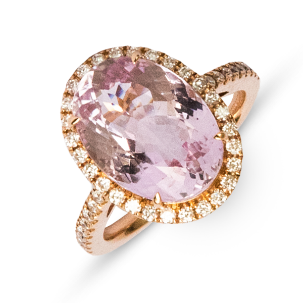 KUNZITE AND DIAMOND RING