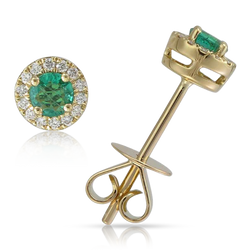 MINI EMERALD AND DIAMOND STUDS
