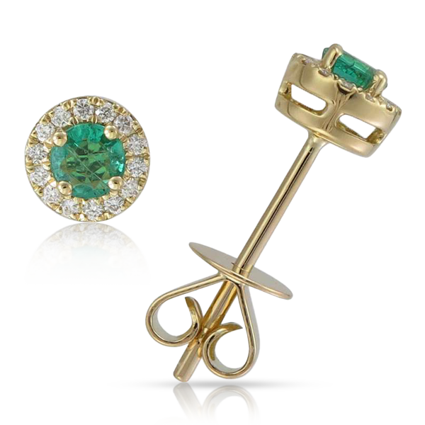 MINI EMERALD AND DIAMOND STUDS