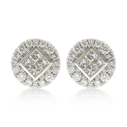 PRINCESS DIAMOND HALO STUDS