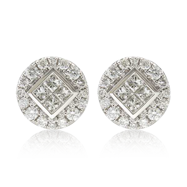 PRINCESS DIAMOND HALO STUDS