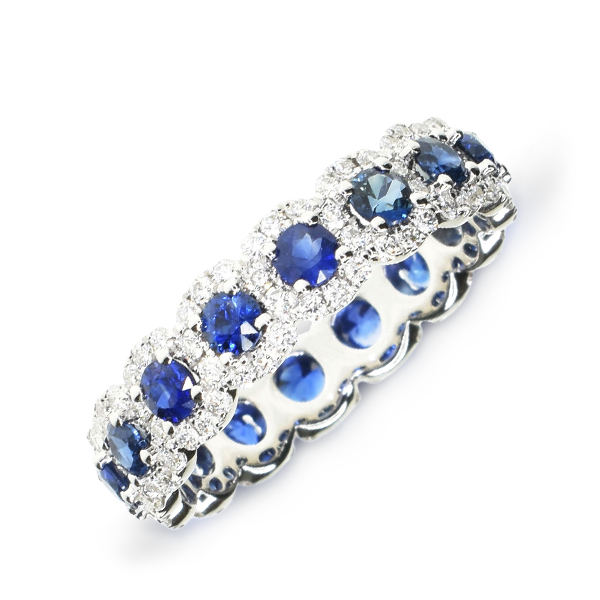 SAPPHIRE HALO ETERNITY BAND